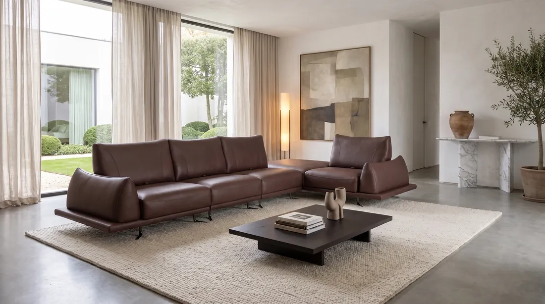 Italian Minimal Leather Sofa selection reference