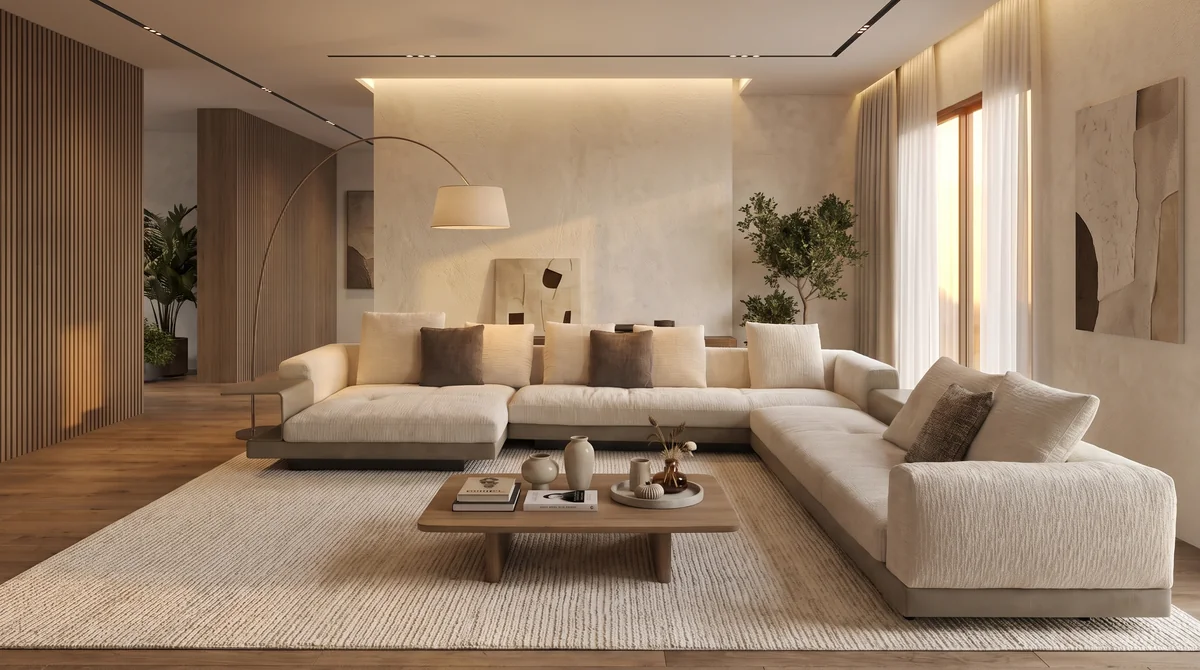 A contemporary corner sofa and living room direction